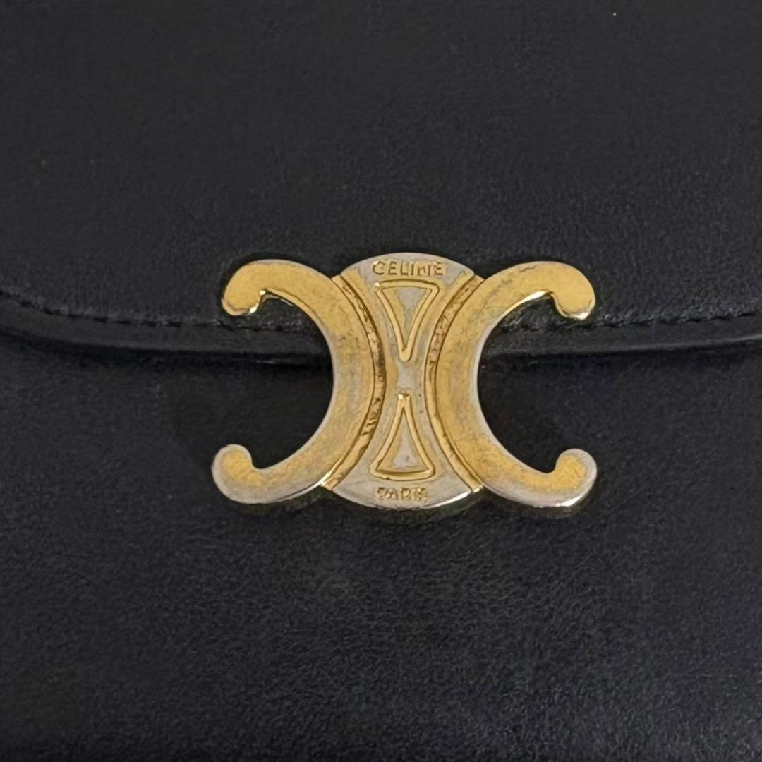 極美品✨ CELINE セリーヌ トリオンフ ブラック レザー 三つ折り 財布