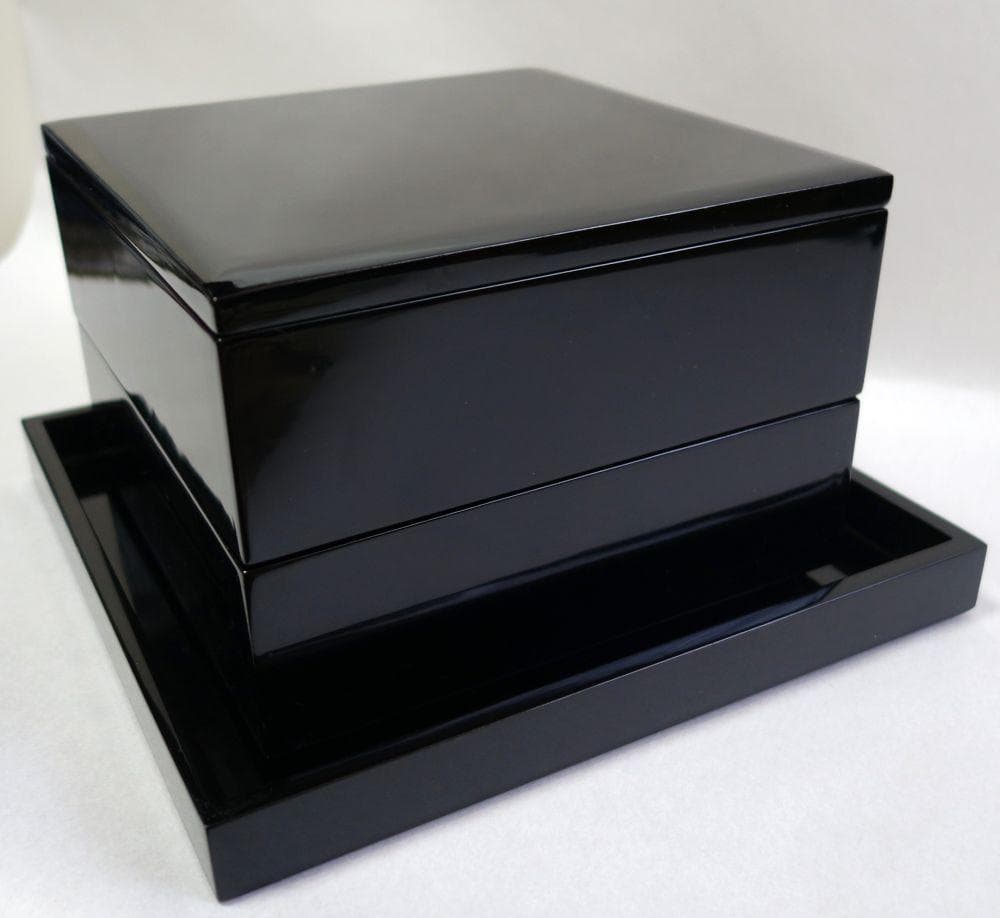 輪島塗 未使用 漆黒 二段重箱