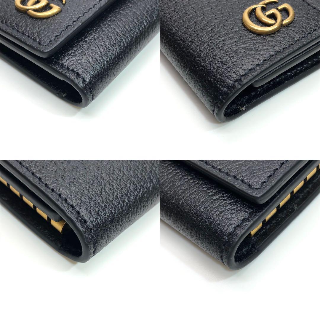 未使用✨グッチ GGマーモント カーフレザー 6連キーケース リング付 ブラック