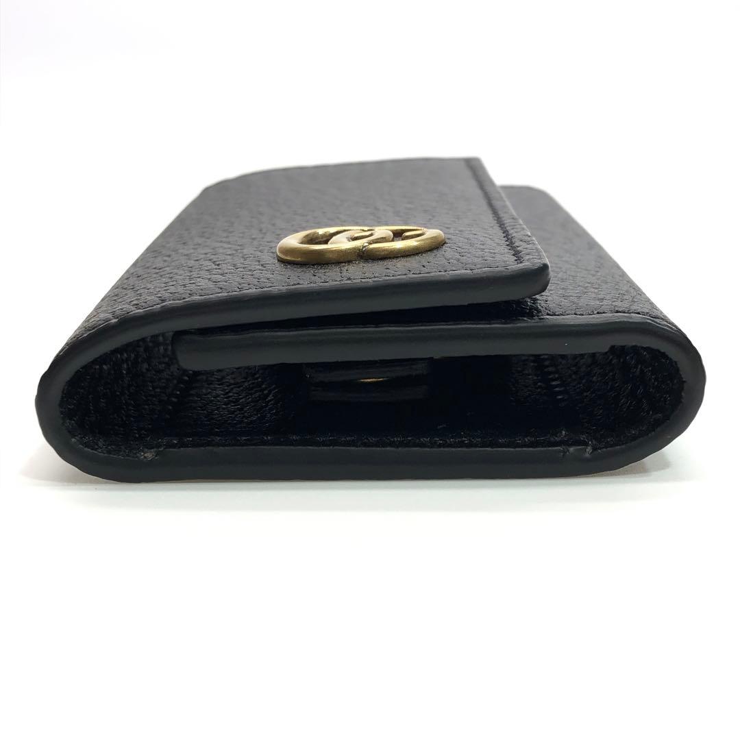 未使用✨グッチ GGマーモント カーフレザー 6連キーケース リング付 ブラック