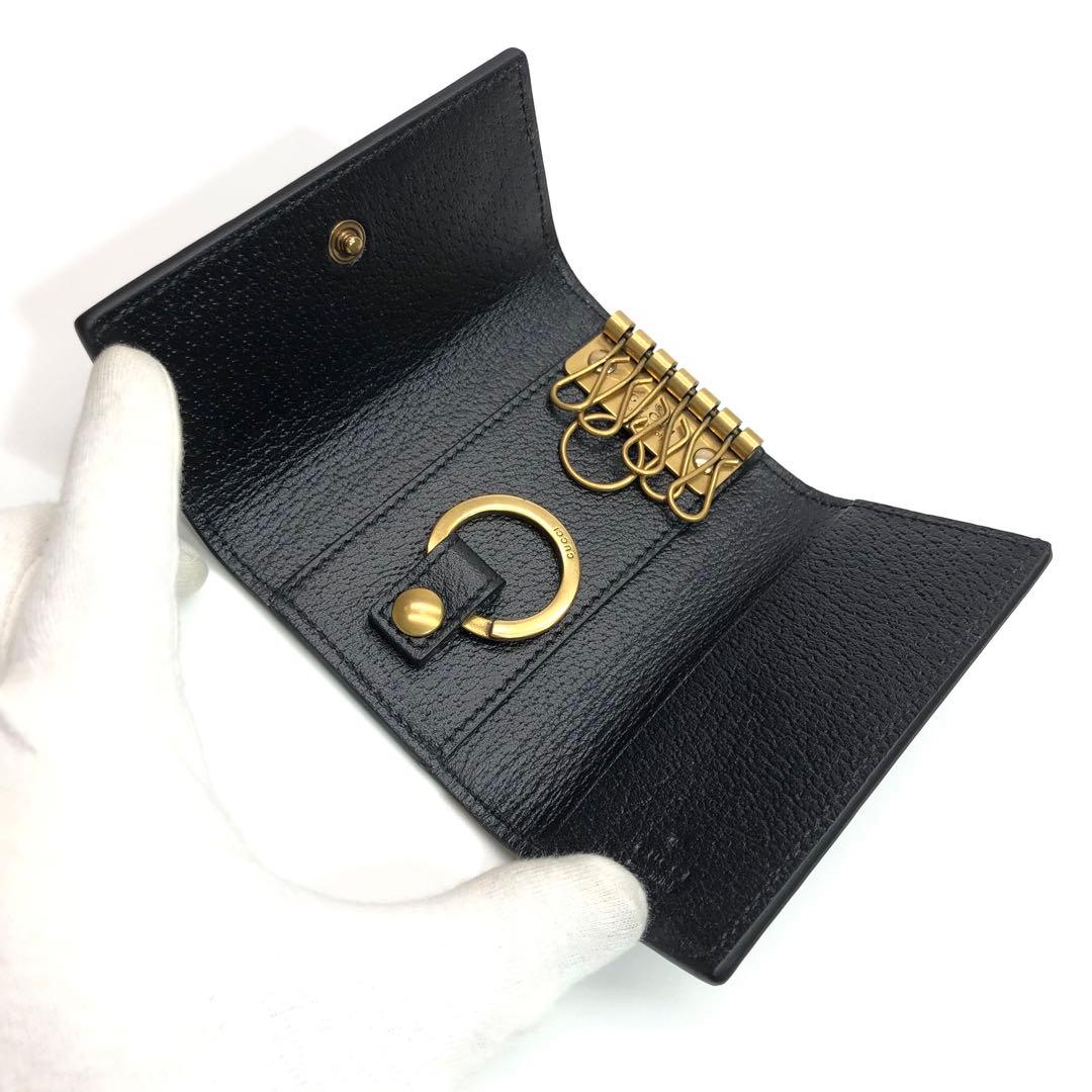 未使用✨グッチ GGマーモント カーフレザー 6連キーケース リング付 ブラック