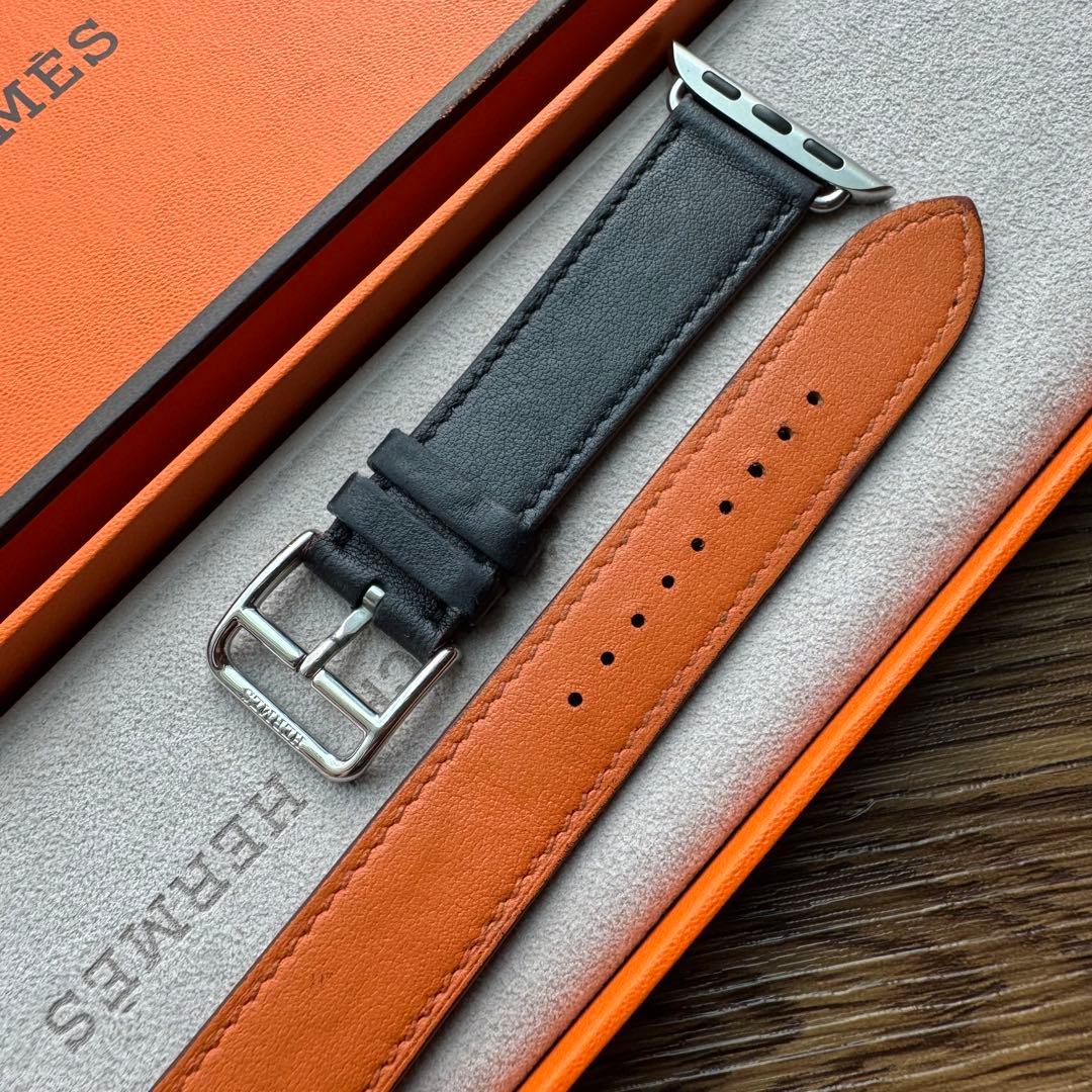 2528 Apple Watch エルメス　インディゴ　クレ　オレンジ　二重