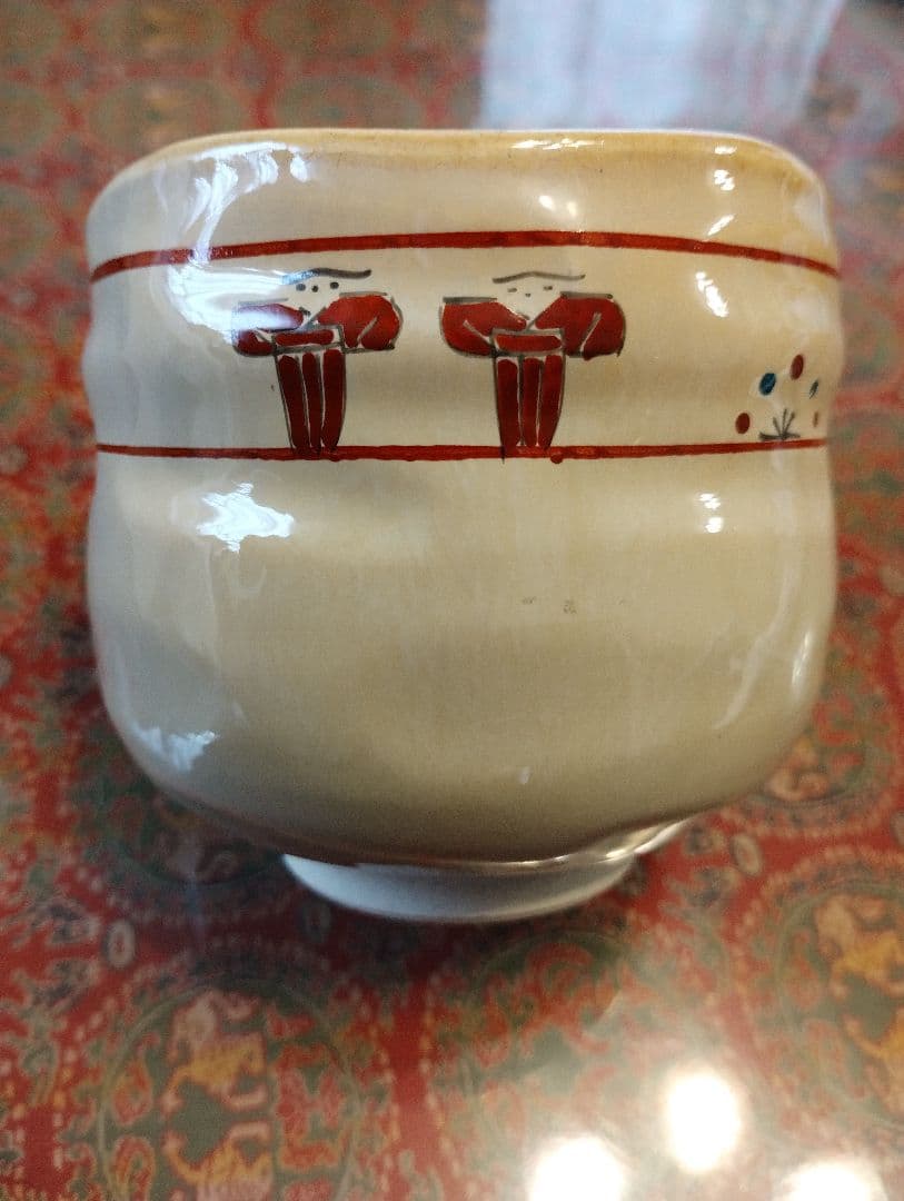 赤膚焼 筒茶碗 大塩昭山作 奈良絵