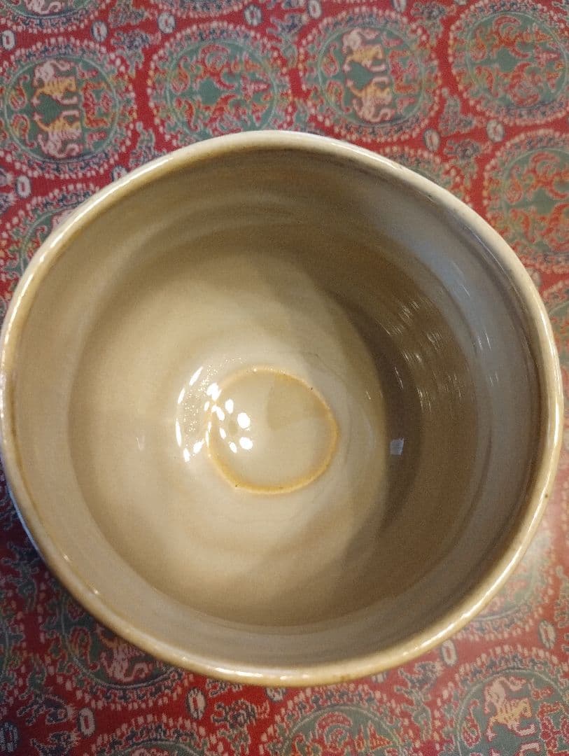 赤膚焼 筒茶碗 大塩昭山作 奈良絵