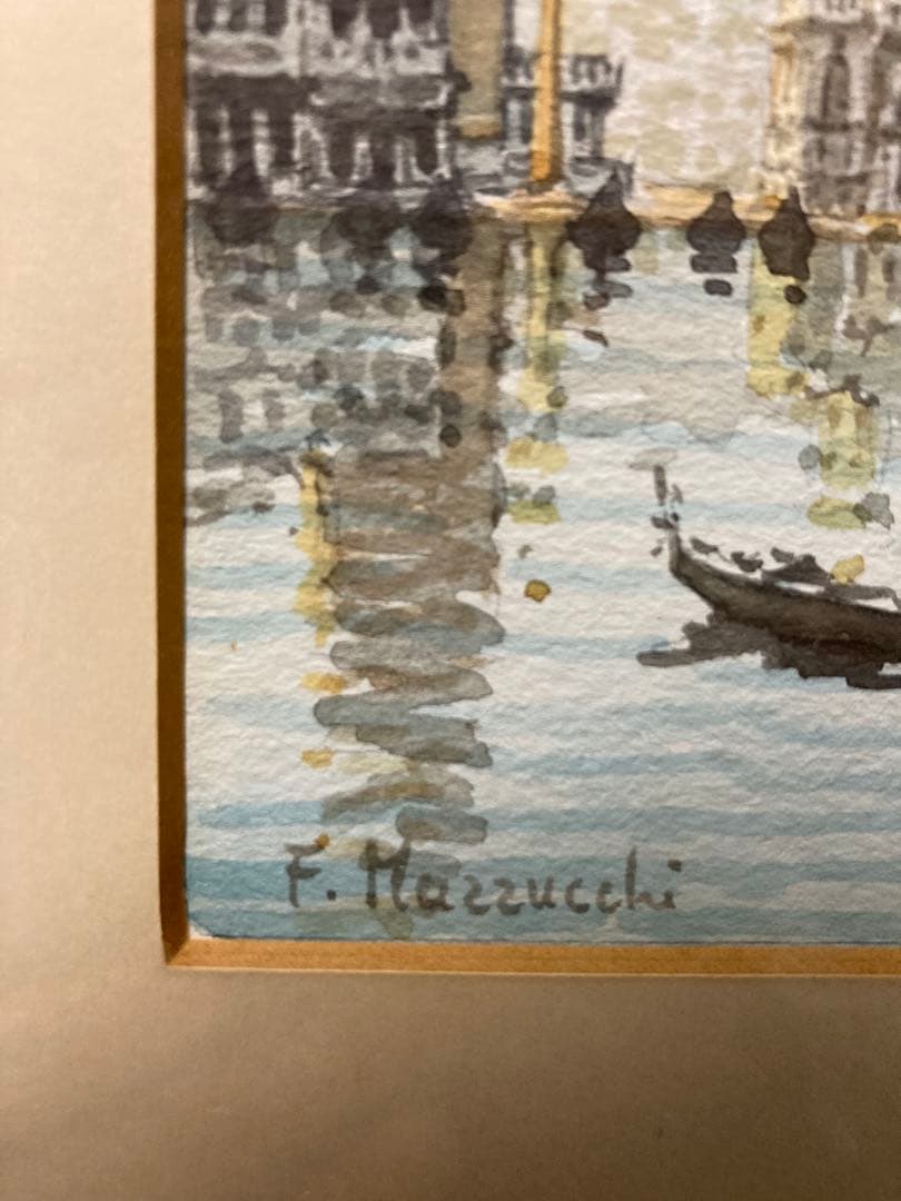 水彩 肉筆　ヴェニス・サンマルコ広場 <F・Mazzucchi> 箱有