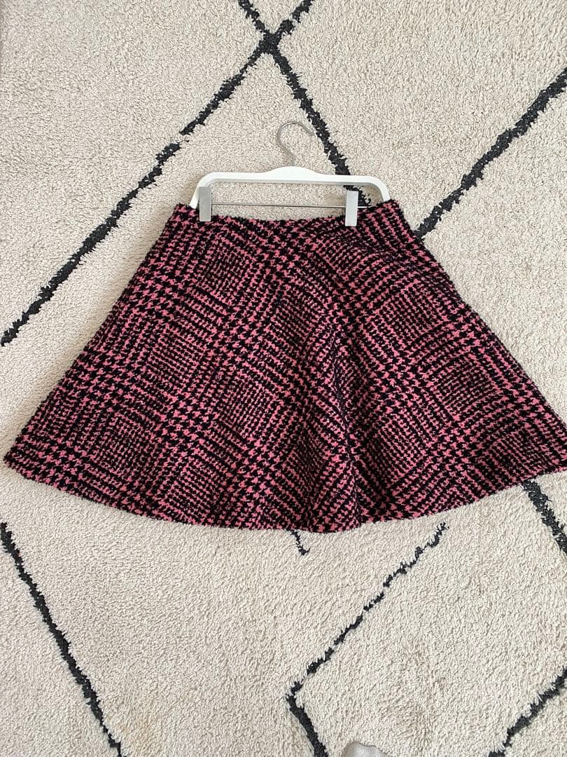 PRADA プラダ ツイード フレアスカート ピンク×ブラック 正規品