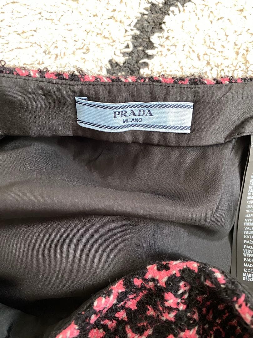 PRADA プラダ ツイード フレアスカート ピンク×ブラック 正規品