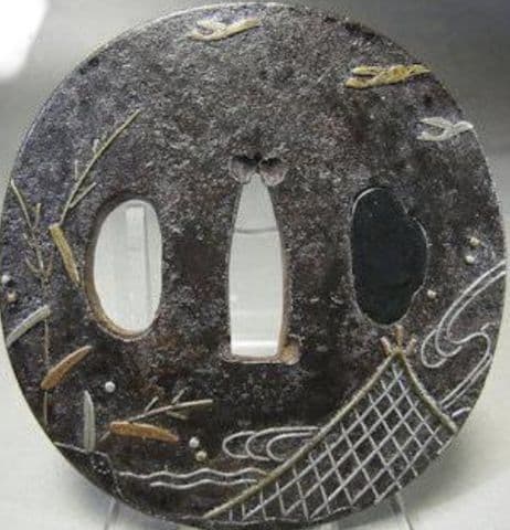 日本刀鍔！状態抜群！家とネコジャラシ！