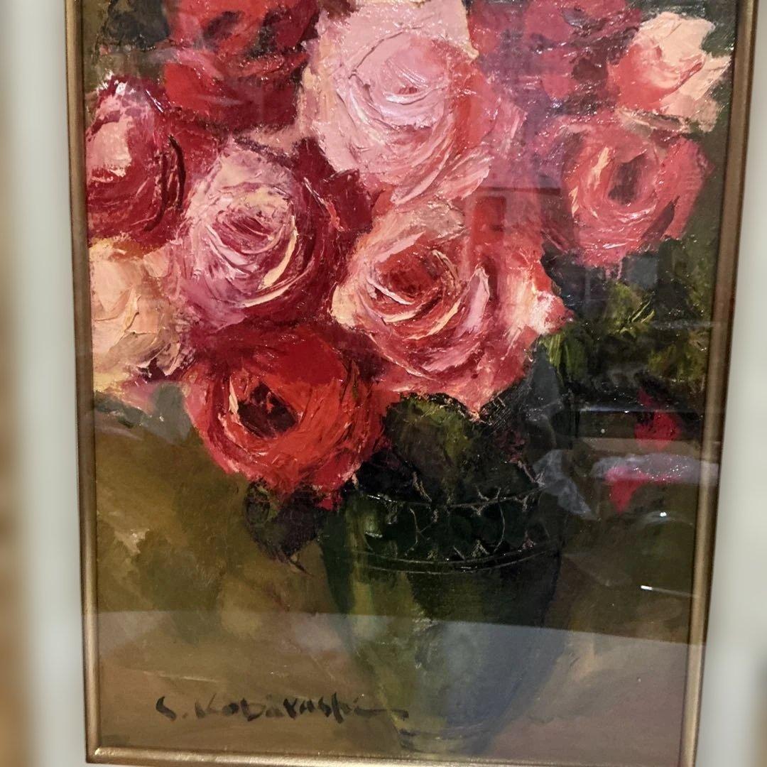 ねむさん専用　【真作】　（WISH） 小林慎太郎　『薔薇』　F６号　一期会会員