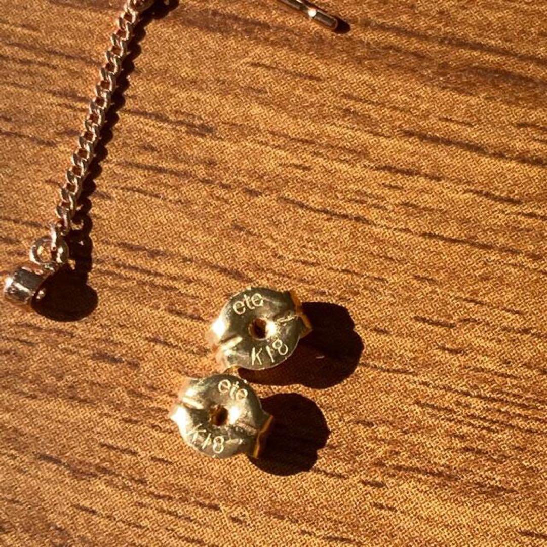 【新品未使用】ete ピンクゴールド K18 パールピアス　レイヤードリング