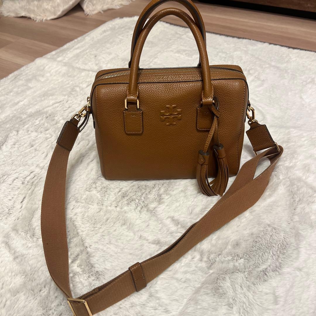 ブラウンレザー ハンドバッグ ショルダーストラップ付き　トリーバーチ　美品