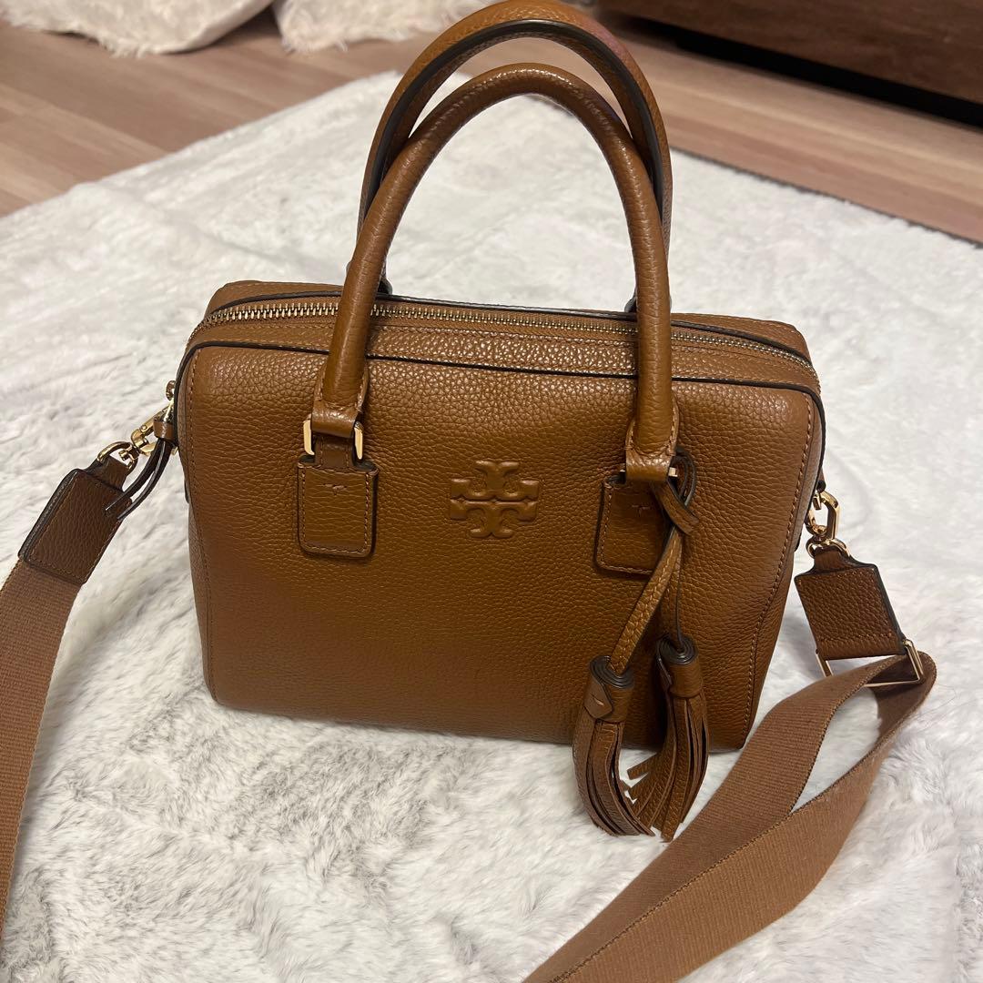 ブラウンレザー ハンドバッグ ショルダーストラップ付き　トリーバーチ　美品