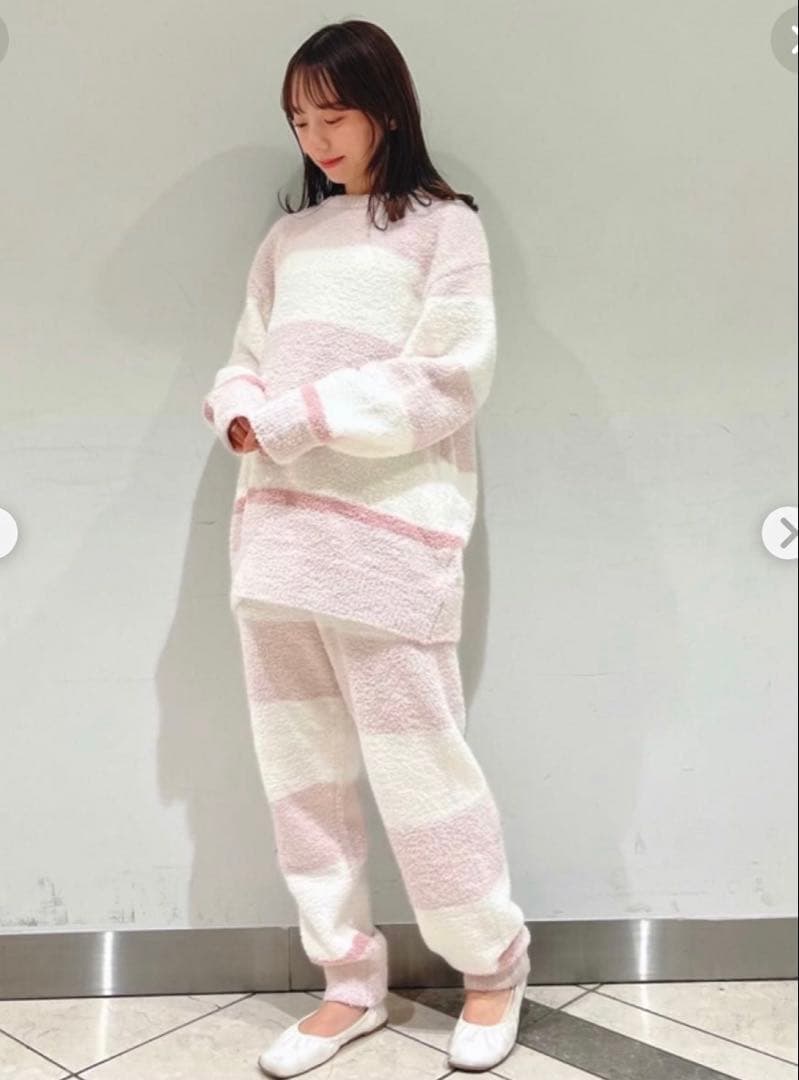 gelato pique パウダートリムボーダールームウェアセット ピンク