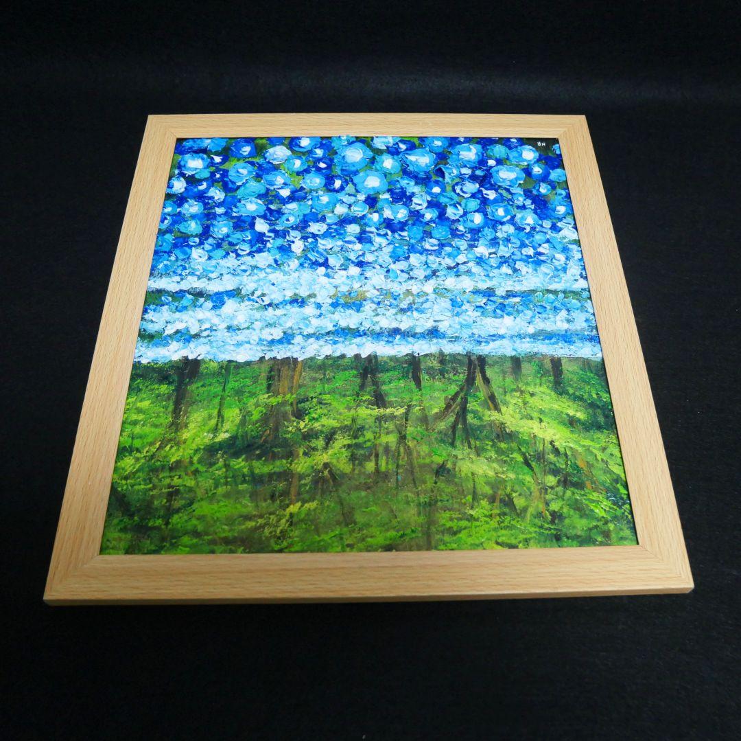油絵 油彩 油彩画 絵 絵画 【青い花の森の中】