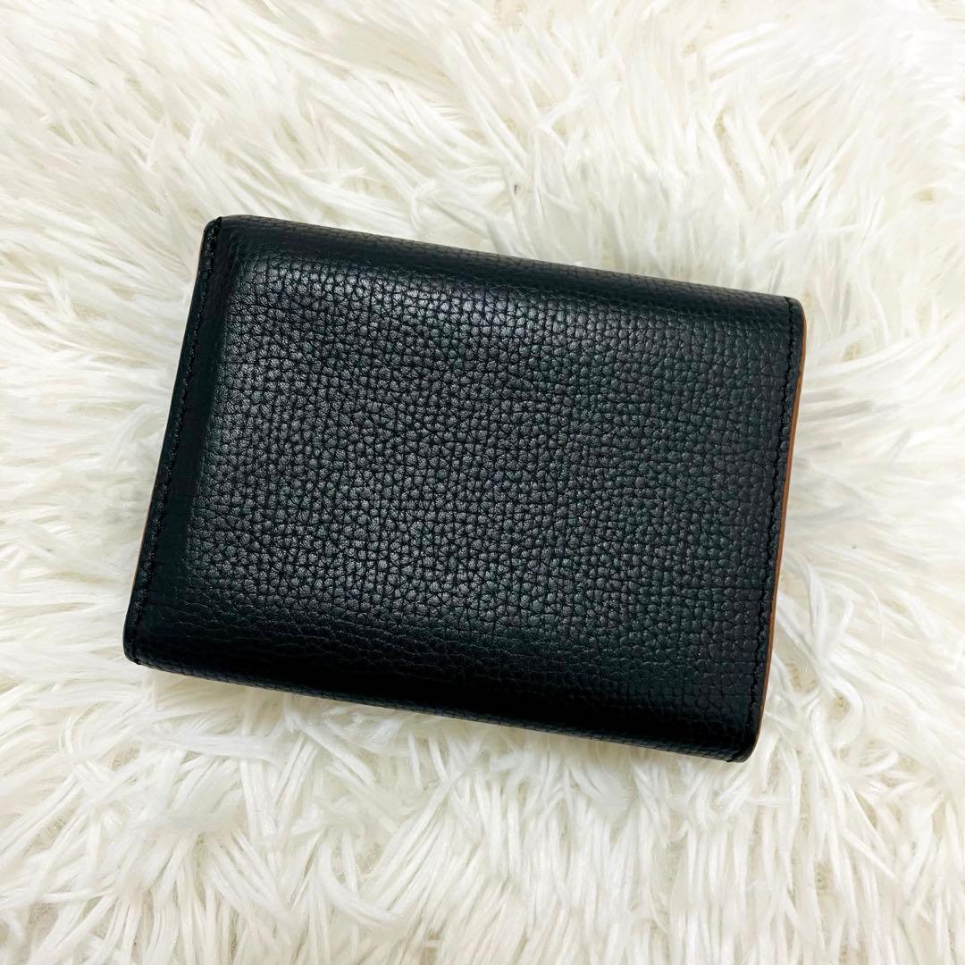 極美✨ロエベ 三つ折り財布 トライフォールド アナグラム レザー ブラック