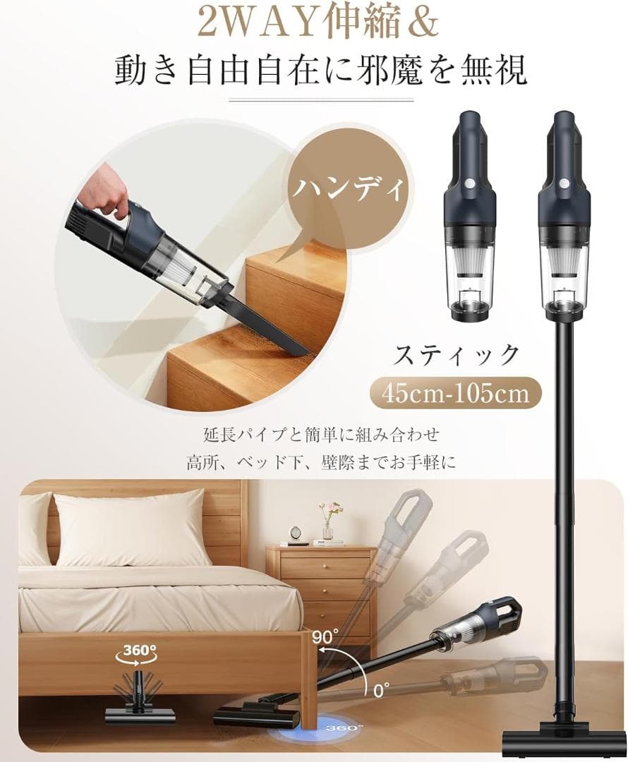 掃除機 コードレス 2024新型 15000pa強力吸引 ハンディクリーナー