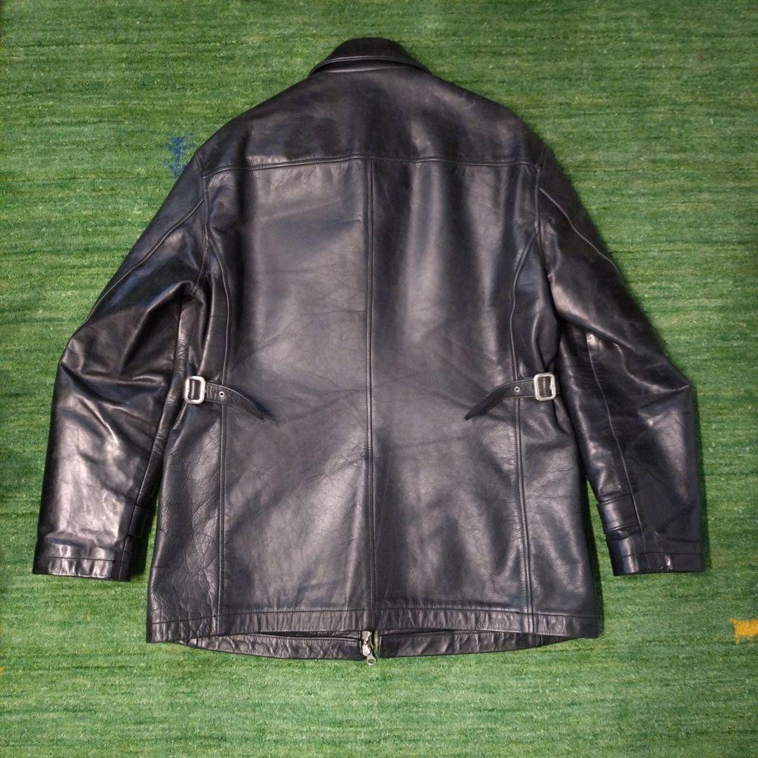 【日本製】ハロルズギア　レザーカーコート　シングル　牛革　肉厚　一点物