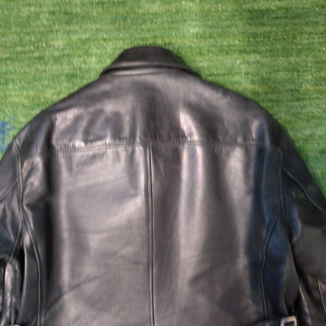 【日本製】ハロルズギア　レザーカーコート　シングル　牛革　肉厚　一点物