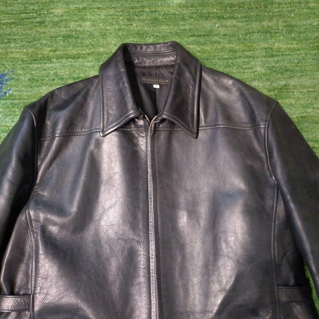 【日本製】ハロルズギア　レザーカーコート　シングル　牛革　肉厚　一点物