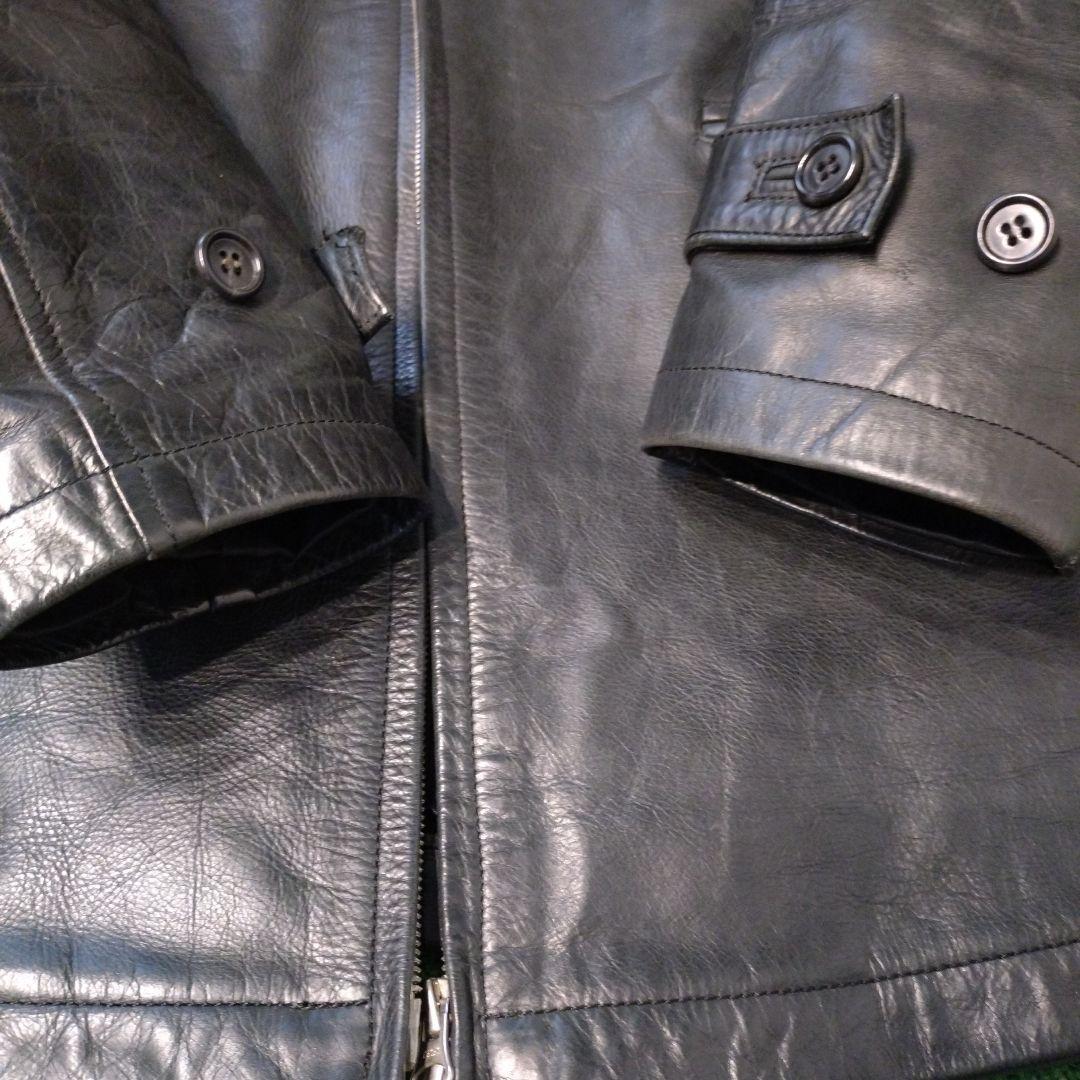 【日本製】ハロルズギア　レザーカーコート　シングル　牛革　肉厚　一点物