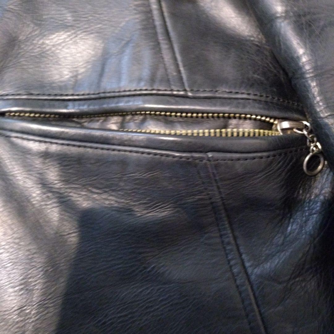 【日本製】ハロルズギア　レザーカーコート　シングル　牛革　肉厚　一点物