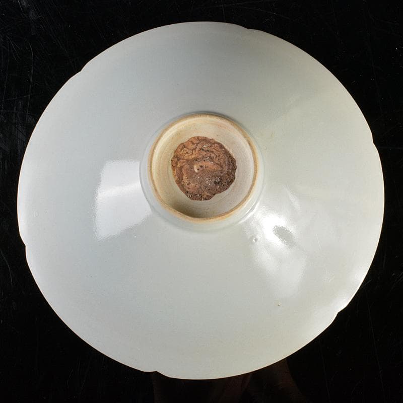 中国　定窯　白磁　陽刻　花文　輪花鉢　C　R5502