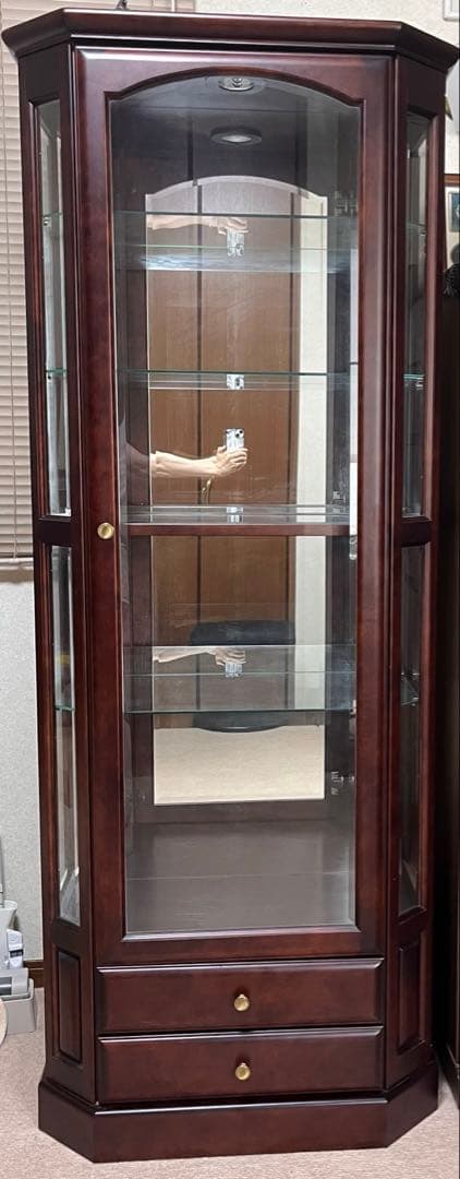 三陽家具工業 アコードM72 ガラスキャビネット 照明付　飾り棚　ミラー付