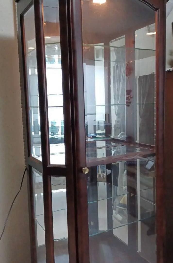 三陽家具工業 アコードM72 ガラスキャビネット 照明付　飾り棚　ミラー付