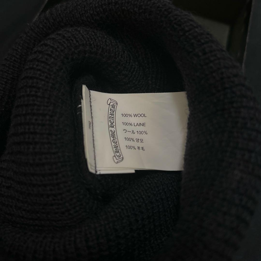 【美品】CHROME HEARTS クロムハーツ ニット帽 刺繍ロゴ ブラック