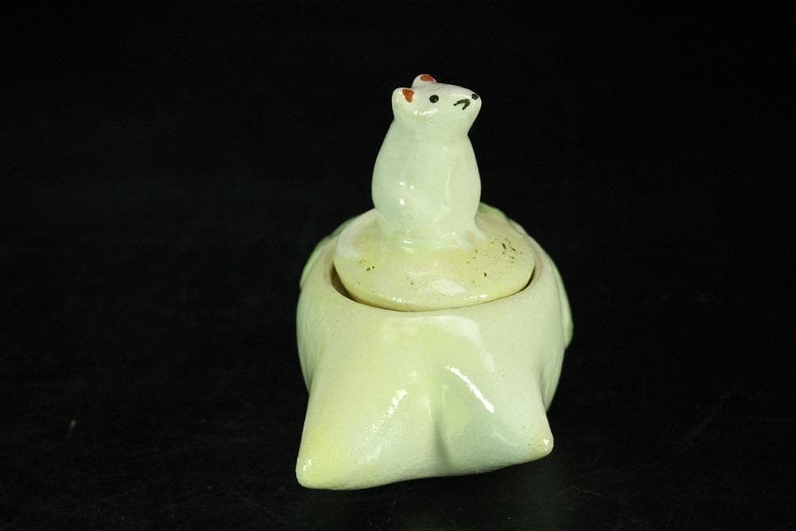 茶道具 楽入作 大根鼠 香合 共箱 未使用(K-LC857)