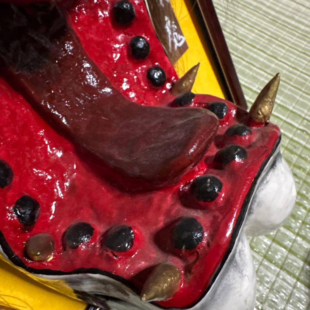 石見神楽面　般若　大　鬼　男　お面　能面　壁掛け　般若　角　置物　レトロ　工芸品