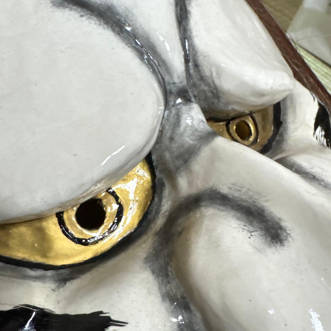 石見神楽面　般若　大　鬼　男　お面　能面　壁掛け　般若　角　置物　レトロ　工芸品