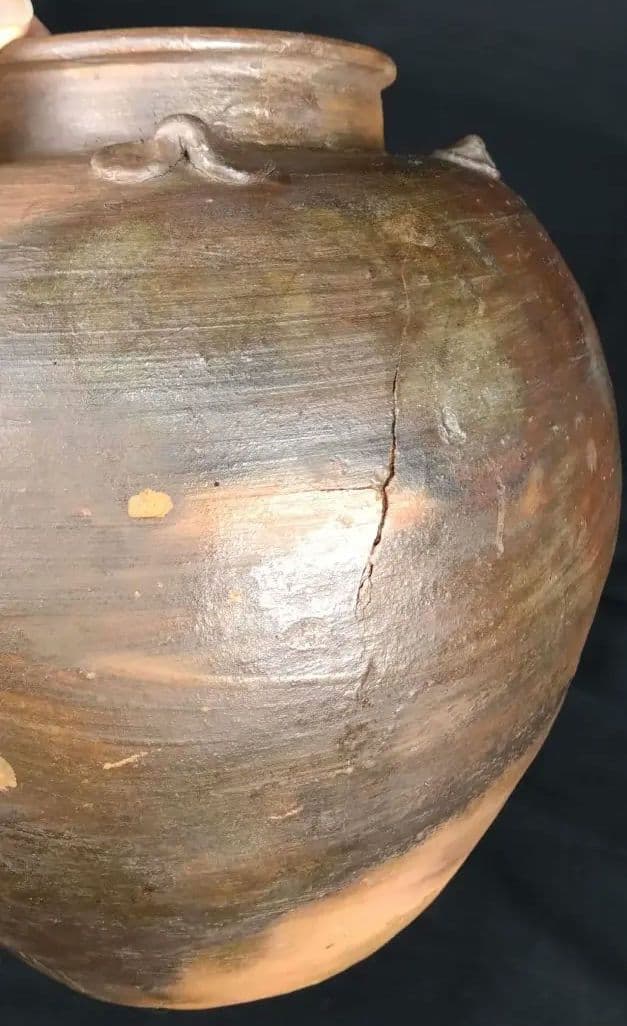 抜群 備前焼 古備前 窯変 四耳葉茶壺 桃山時代 骨董 古美術 茶道具 逸品