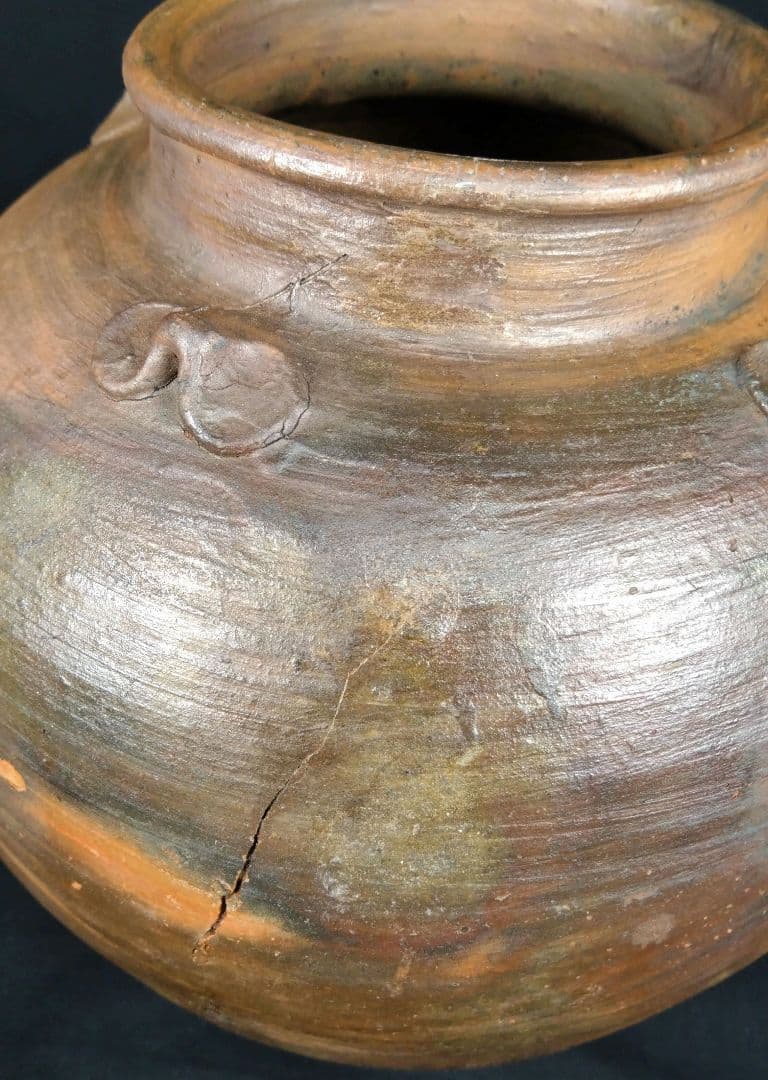 抜群 備前焼 古備前 窯変 四耳葉茶壺 桃山時代 骨董 古美術 茶道具 逸品