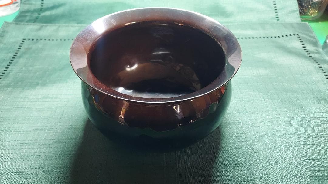 建水　エフゴ形　唐銅「不審庵」伝来形写　千家十職　中川浄益作　共箱　外箱