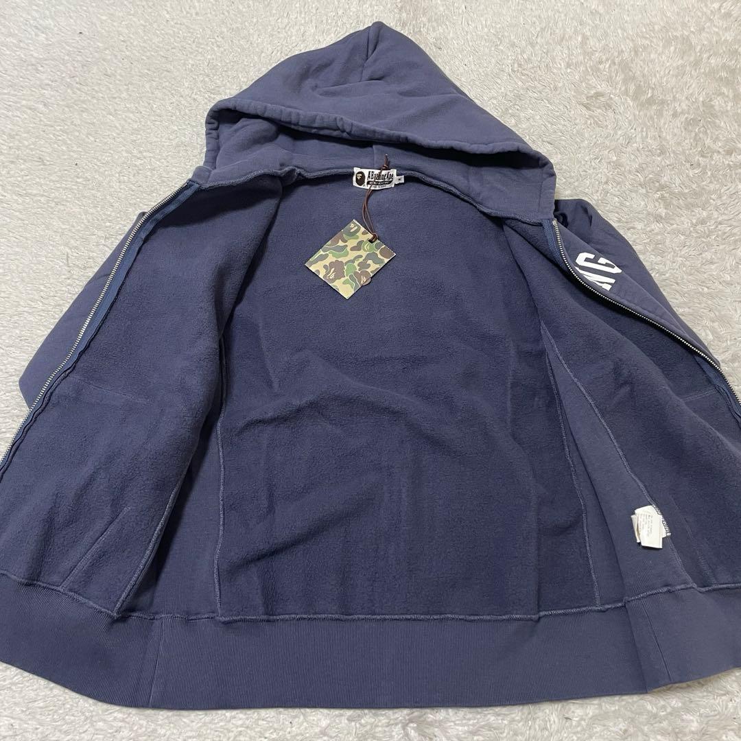 新品 アベイシングエイプ・長袖ジップアップパーカー　M くすみカラー ネイビー系