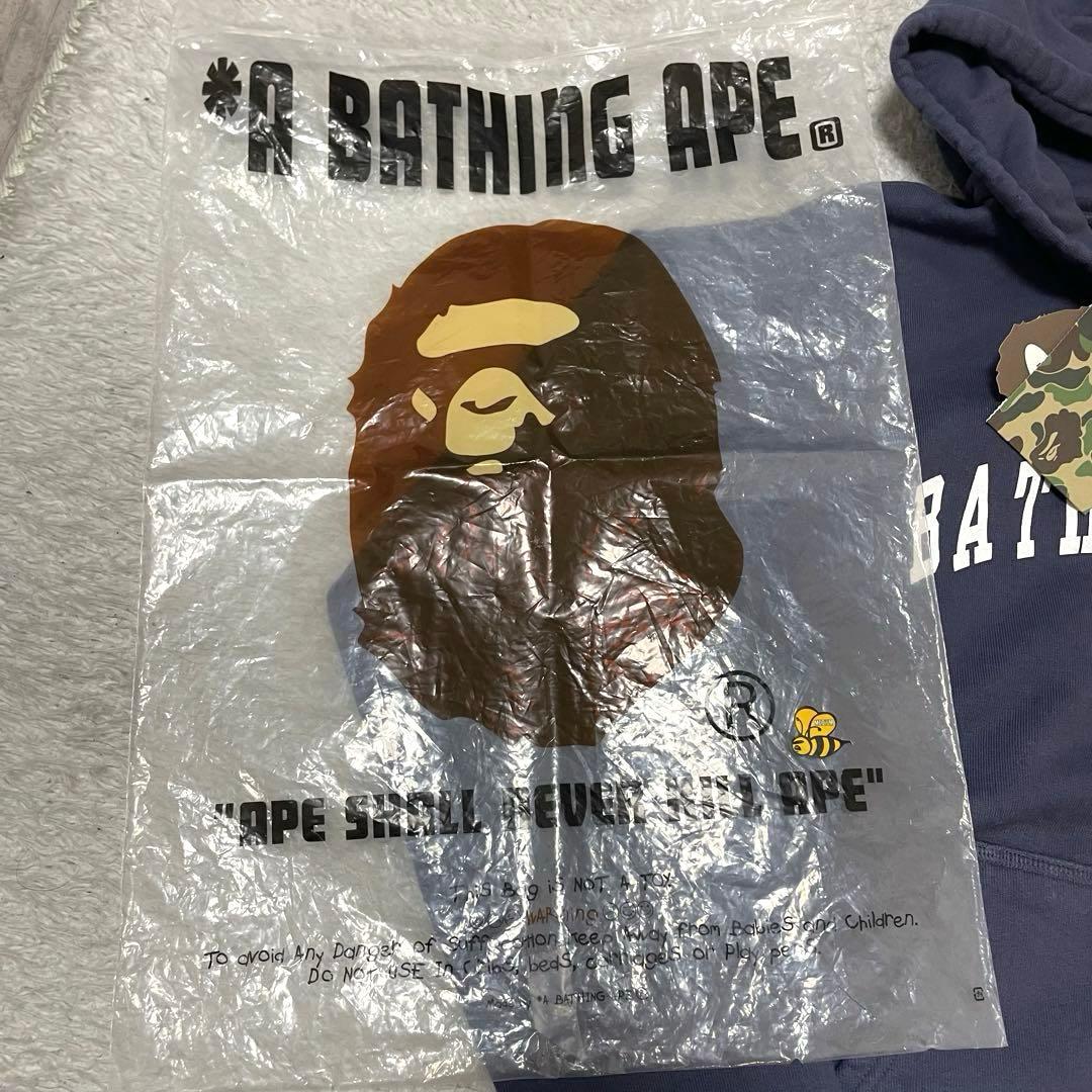 新品 アベイシングエイプ・長袖ジップアップパーカー　M くすみカラー ネイビー系