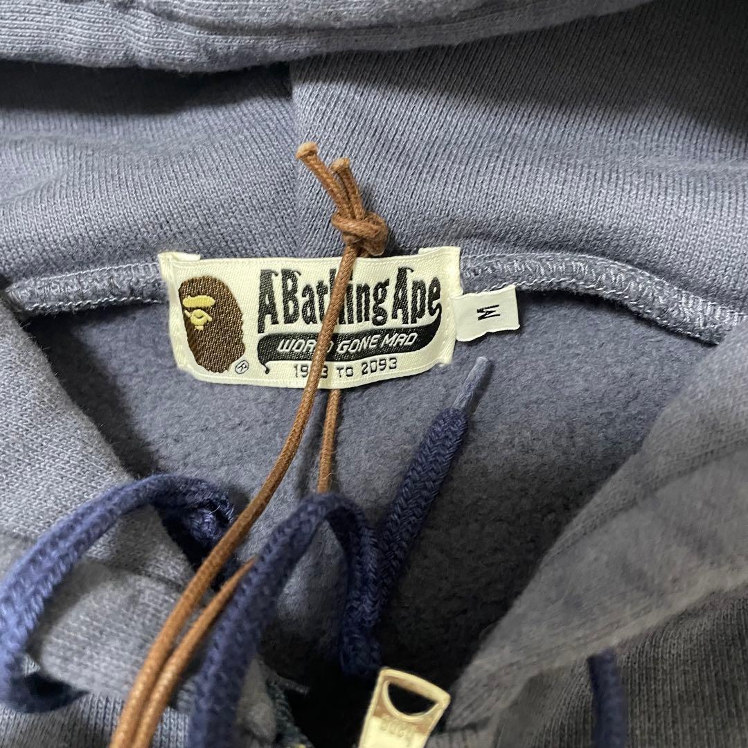 新品 アベイシングエイプ・長袖ジップアップパーカー　M くすみカラー ネイビー系