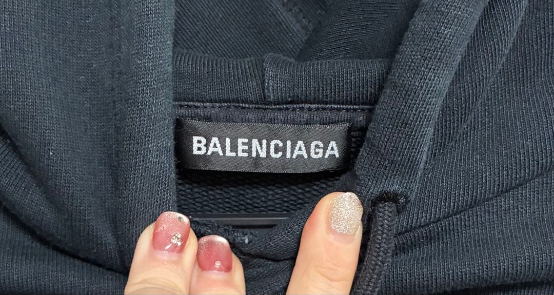BALENCIAGA ネイビー パーカー XS レインボーロゴ