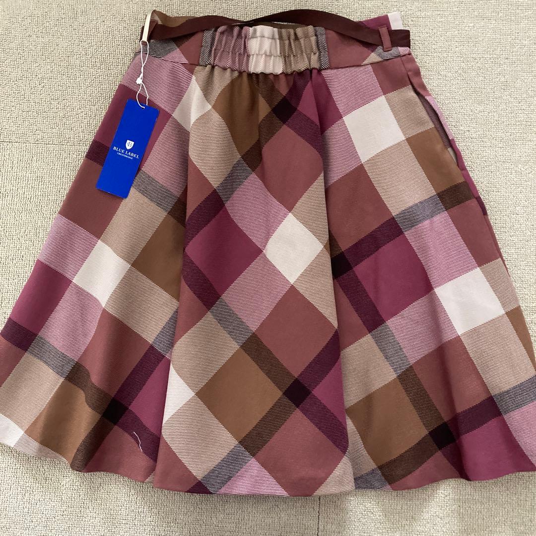 クレストブリッジ　チェックウールビエラスカート　38 ブルーレーベル　新品