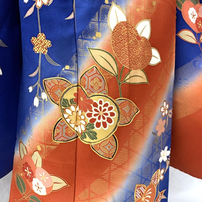 508ag36楽々衿帯揚げ帯締めしごき■七五三 七歳 女児 着物&袋帯■美品