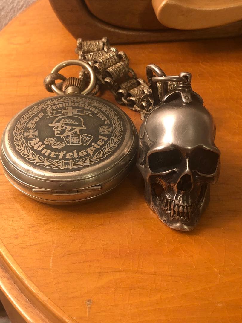 ビンテージ　スカル　髑髏　骸骨　インダストリアル　ドイツ　懐中時計　アンティーク