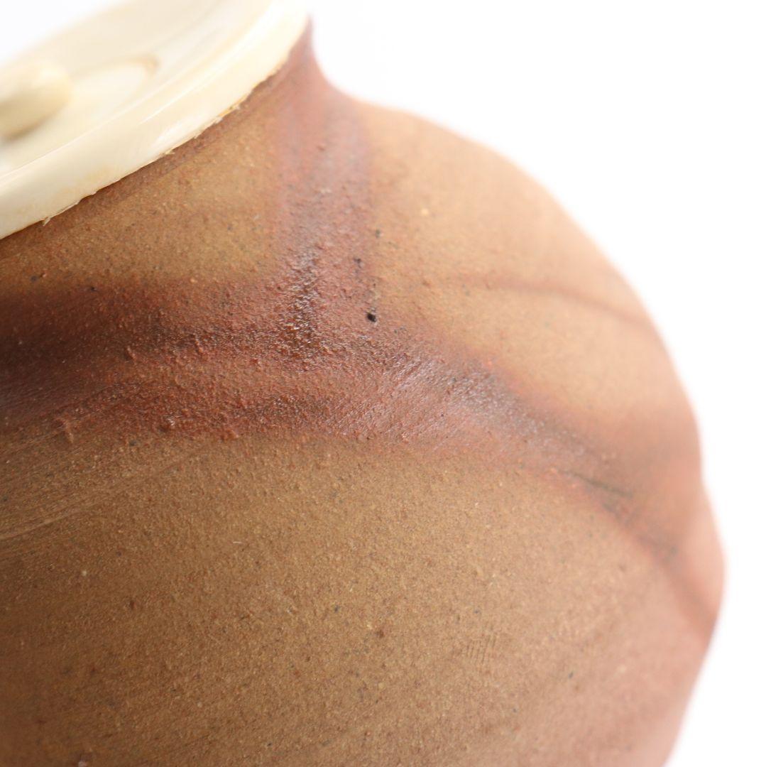 藤沢焼 粉香木窯 茶入 共箱 仕覆付　C804　N1