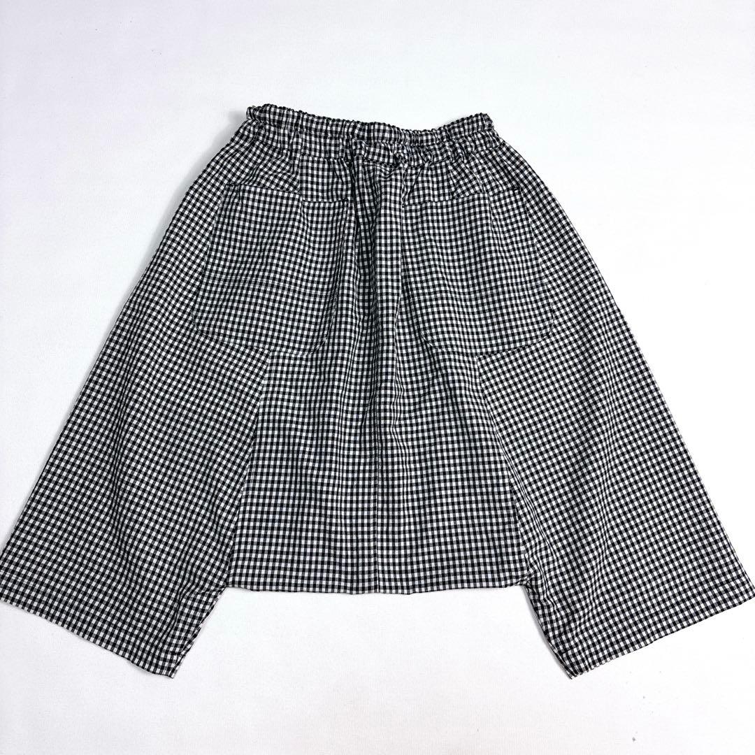 美品✨ブラックコムデギャルソン サルエルパンツS ギンガムチェック バイカラー