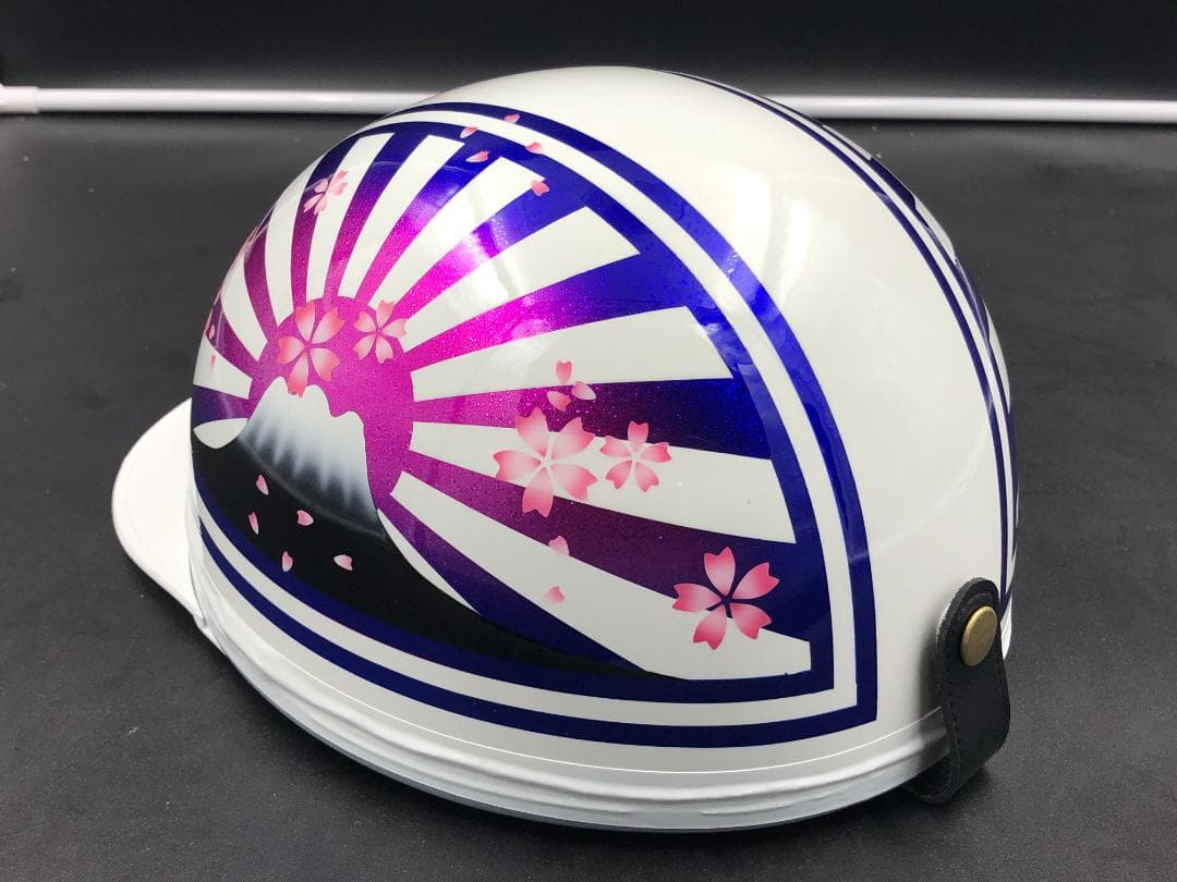 コルク半　カスタム　富士日章　三つボタン　ホワイトピンクブルー　ラメ　桜