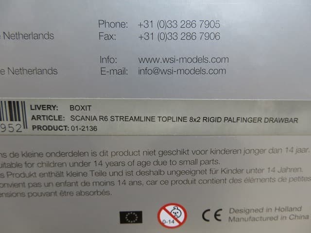 WSI 1/50 SCANIA コンテナ+ Palfinger