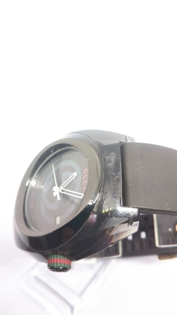 【電池交換済み】GUCCI シンク ブラックラバーベルト 時計