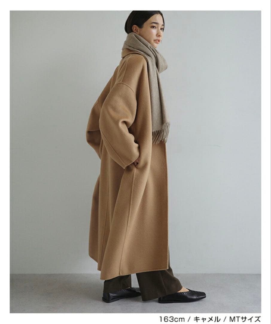 新品未使用 evernavy リバー ロング コクーン ウールコート M