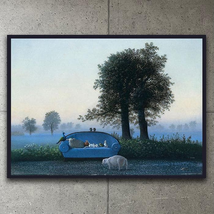 限定品！額装済/The Blue Sofa（ミヒャエル ゾーヴァ）/ポスター