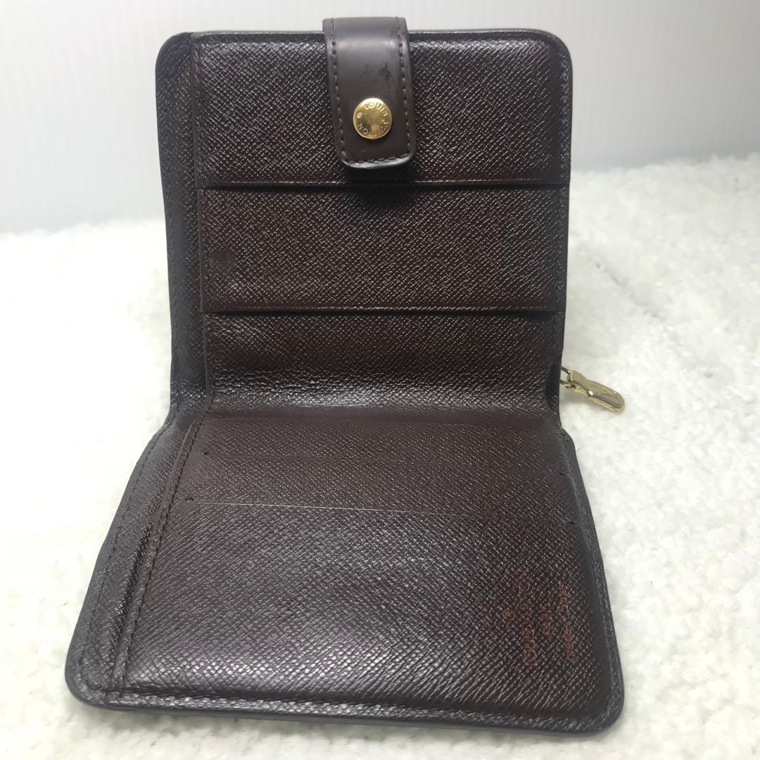 ルイヴィトン　ダミエコンパクトジップ　二つ折りラウンドファスナー　ブラウン